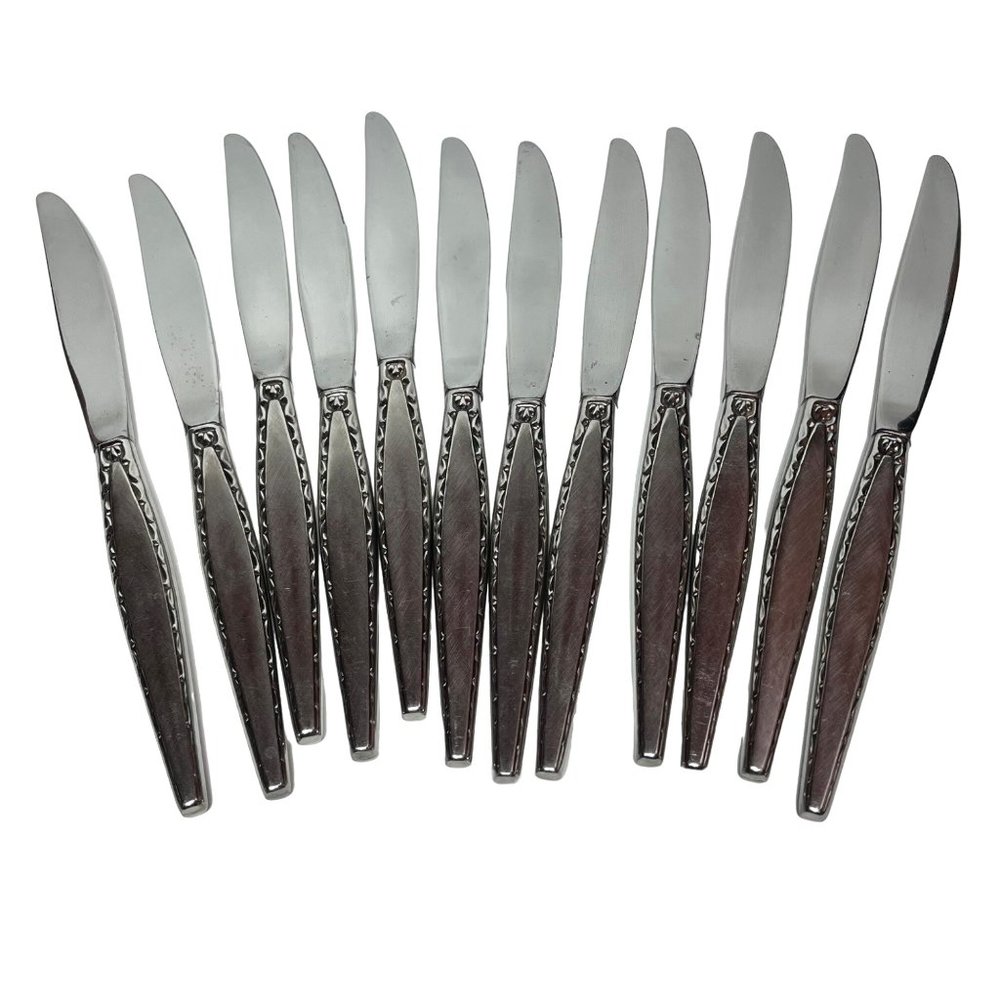 Oneida Community Stainless Flatware Hollow Handle  Dinner Knives Venetia Set of
